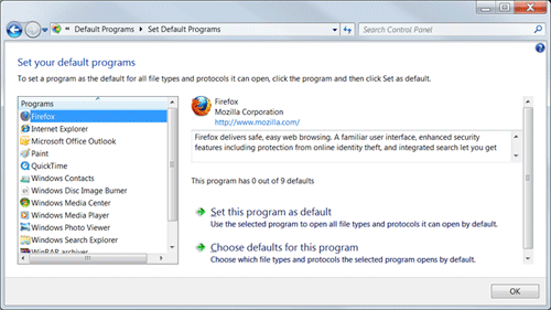 Windows 7 Set Default Programs